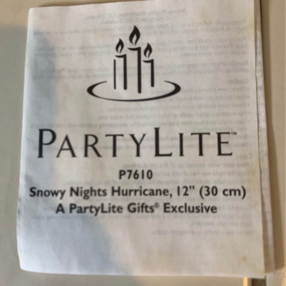 FINAL PRICE PartyLite Snowy Hurricane 12 inch Lamp - Picture 4 of 5